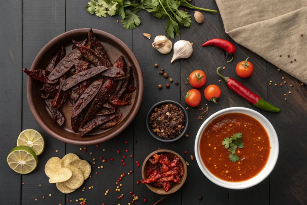 Key ingredients for making birria taco soup.