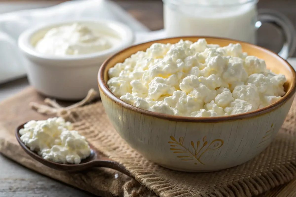 Is cottage cheese good for baking, showing a bowl of cottage cheese.