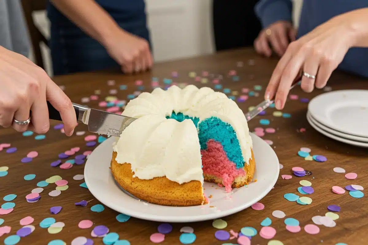 How does nothing bundt cake gender reveal work.