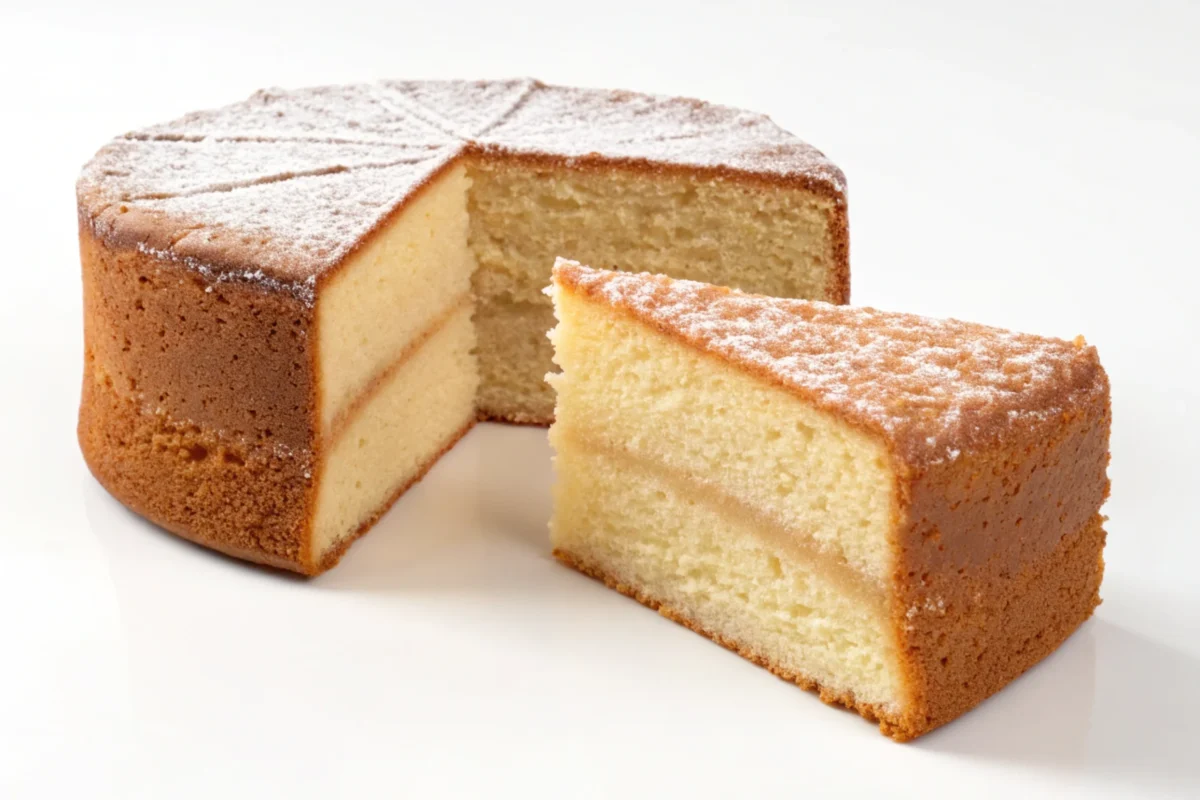 Side-by-side view of a pound cake slice and a regular cake slice.