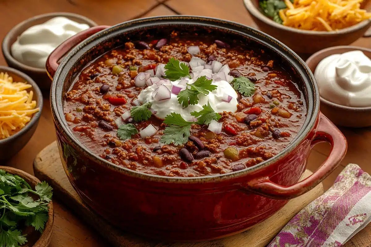 Ingredient to Good Chili : Good chili simmering