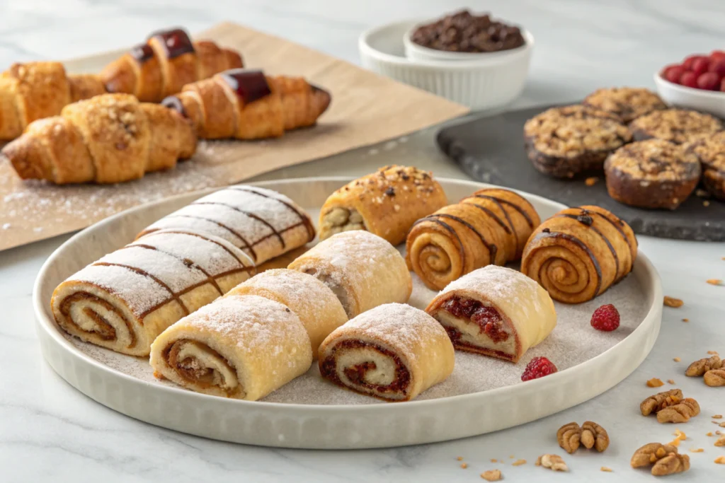 Rugelach pastries showing their origins and variations.