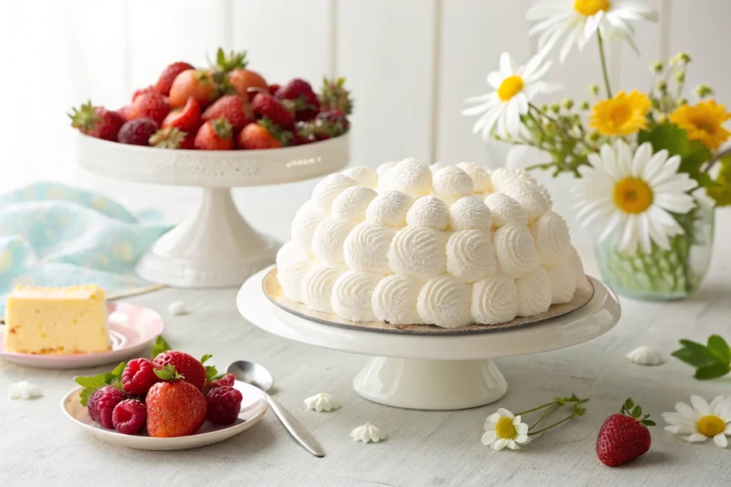 Fluffy cloud cake recipe on table