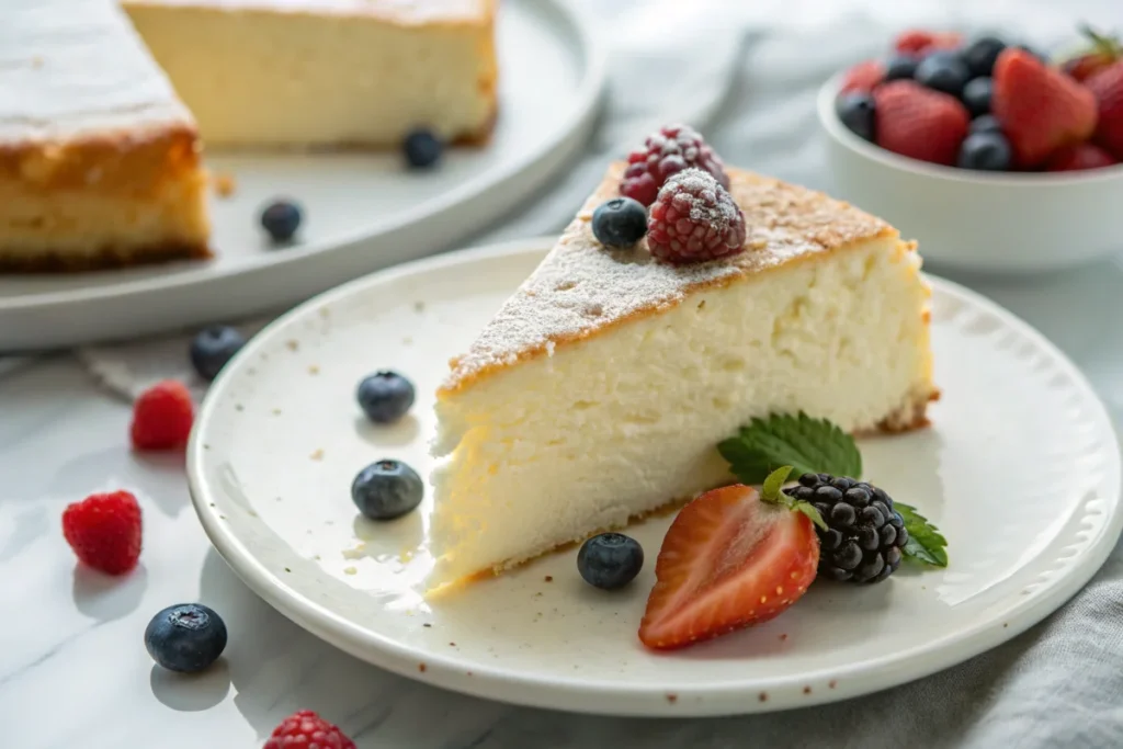 Cloud cake recipe slice with berries