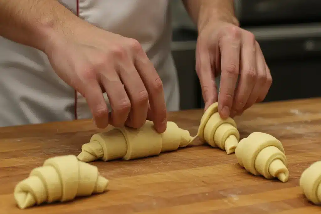 Shaping Techniques: Croissant vs Gipfeli. Different rolling methods.