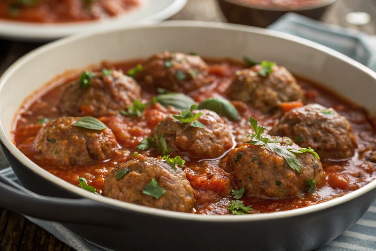 Tender meatball recipe in tomato sauce.