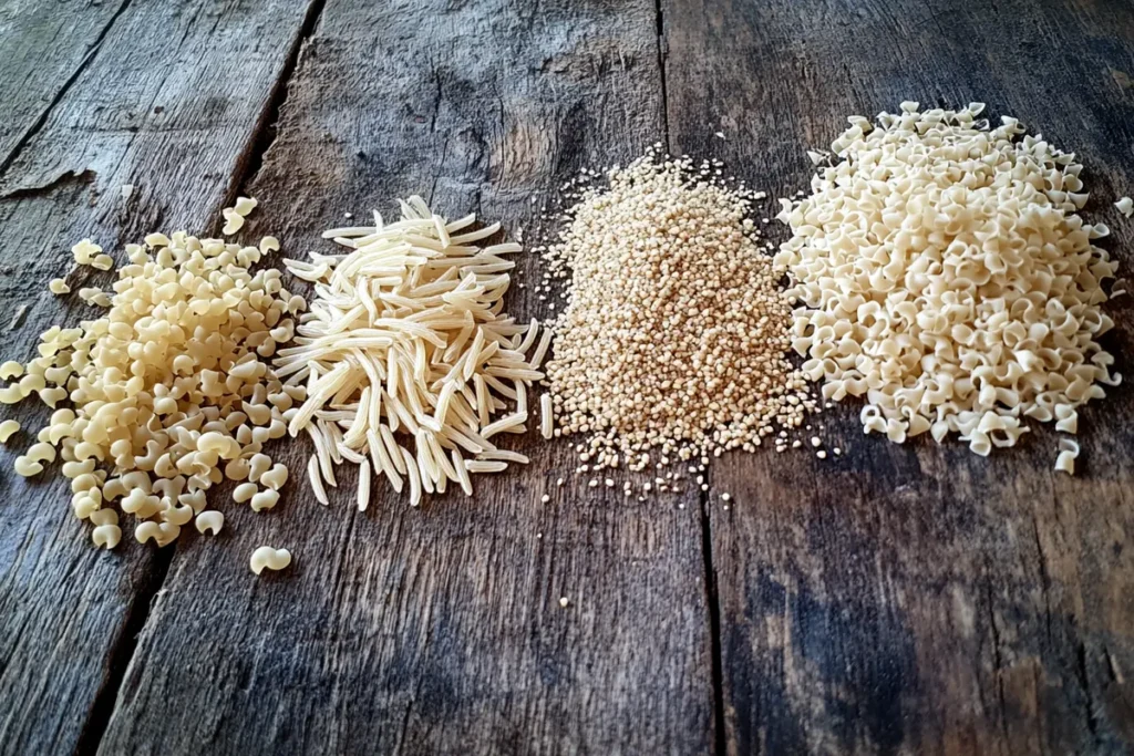 Different types of pastina: stelline, acini di pepe, puntine - star pasta shapes.