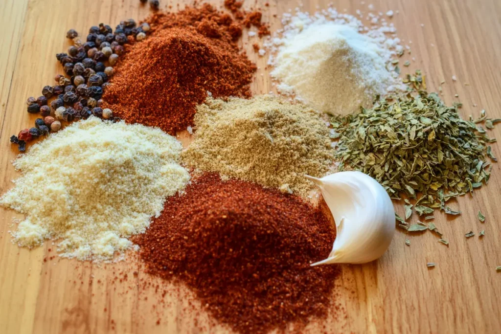 Homemade taco seasoning ingredients: chili powder, cumin, paprika, etc. Ground beef recipes.